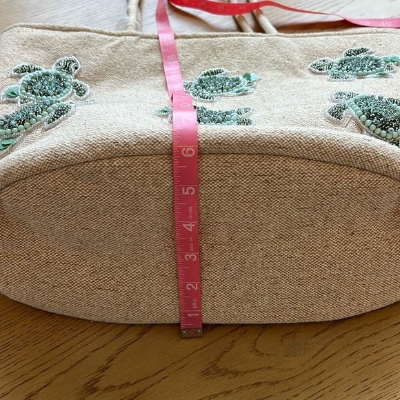 NWT Viral Tik Tok Beaded Sea Turtle Canvas Summer Beach Tote Bag Handcrafted - Picture 12 of 16